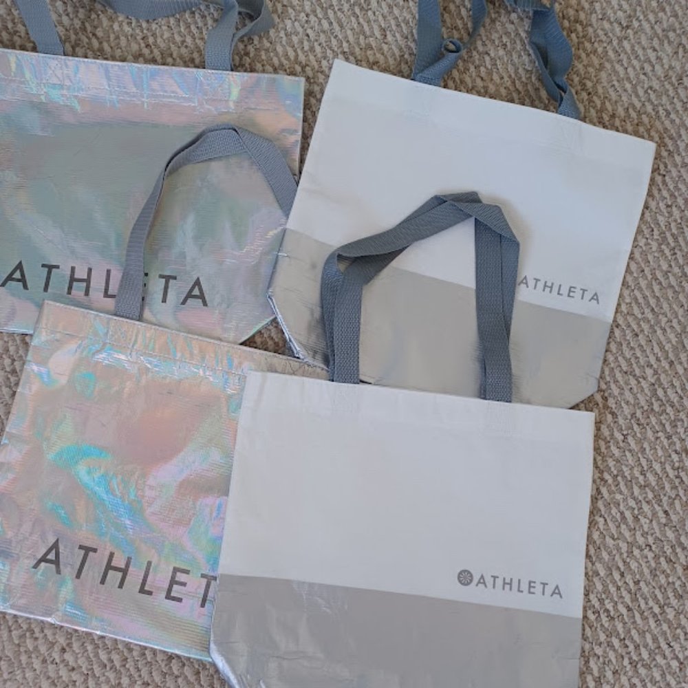 $16 -for TWO WHITE Unused Athleta Tote Bag with Handle